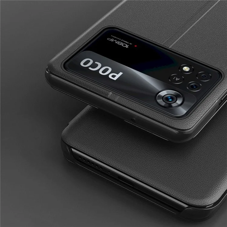 Pour Xiaomi Poco X4 Pro 5G Flip Cover PU Leather Stand Full Body Protective Case - Noir