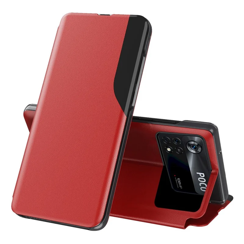 For Xiaomi Poco X4 Pro 5G Phone Case Folio Flip PU Leather Stand Cover - Red