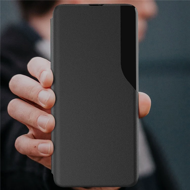 Für Xiaomi Poco M4 Pro 4G PU-Leder-Flip-Hülle, Standfuß, Rundumschutz - Schwarz