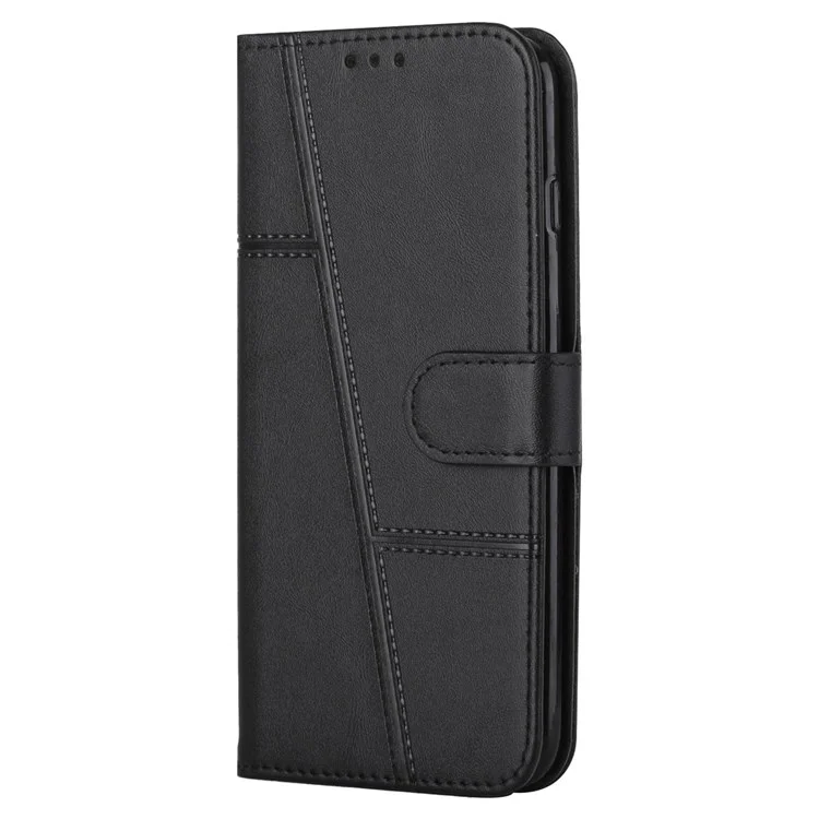 Para Xiaomi Redmi K50 Pro/K50 Caixa de Celular da Moda PU Cheathing Cateragem de Cateragem de Catura Tape Dobrilho do Espolho do Chape - Preto