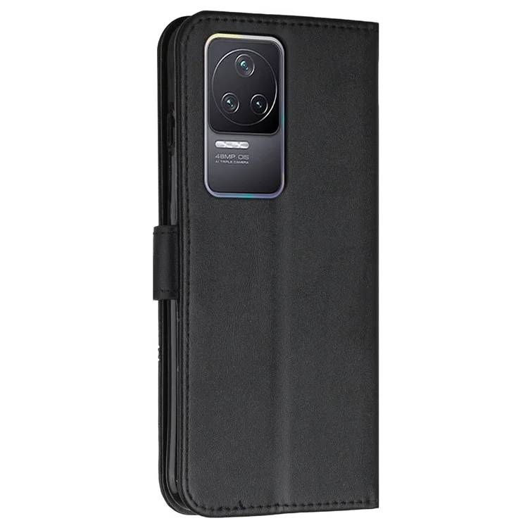 Para Xiaomi Redmi K50 Pro/K50 Caixa de Celular da Moda PU Cheathing Cateragem de Cateragem de Catura Tape Dobrilho do Espolho do Chape - Preto