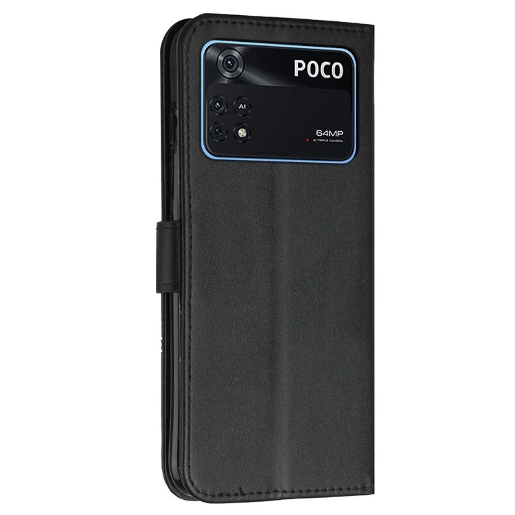 Per Xiaomi Poco M4 Pro Portho Phone Porta Del Portafoglio Magnetica PU Magnetica PU Pettura Puglio TPU Moff TPU Coperchi - Nero