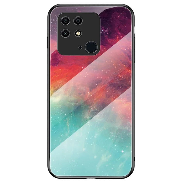 Starry Sky Tempered Glass Phone Cover for Xiaomi Redmi 10C 4G Lightweight Fast Heat Dissipation Hybrid Case - Color Sky