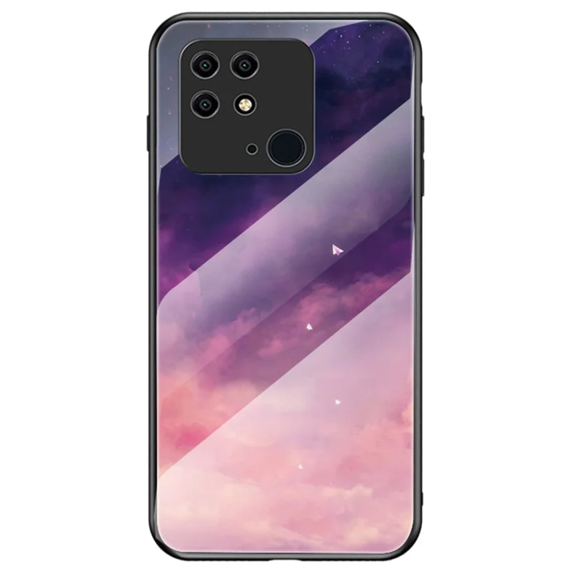 Starry Sky Tempered Glass Phone Cover for Xiaomi Redmi 10C 4G Lightweight Fast Heat Dissipation Hybrid Case - Purple Sky
