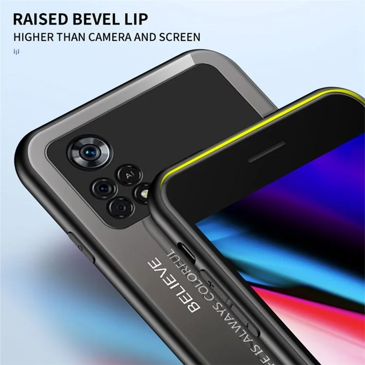 Color Gradient Tempered Glass Back Case for Xiaomi Poco X4 Pro 5G, Fingerprint-Free Lightweight Cell Phone Cover - Blue/Black