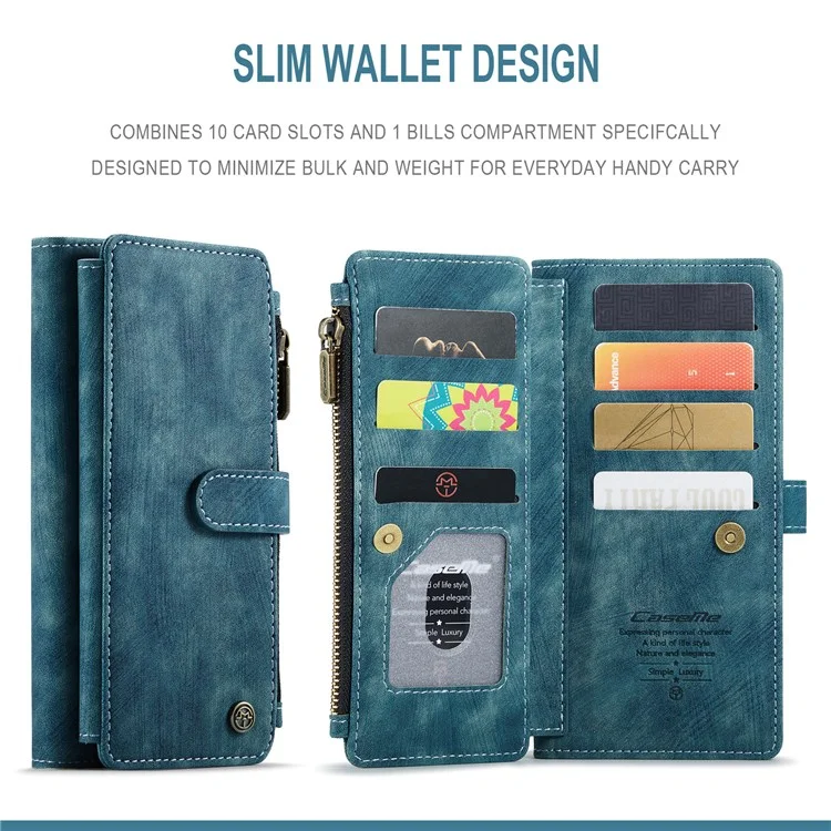 Caseme Per Xiaomi Redmi Note 10 Pro 4G (global)/(india)/nota 10 Pro Max C30 Serie Assorbimento Shock Assorbimento Coperchio Portafoglio Tasca - Blu