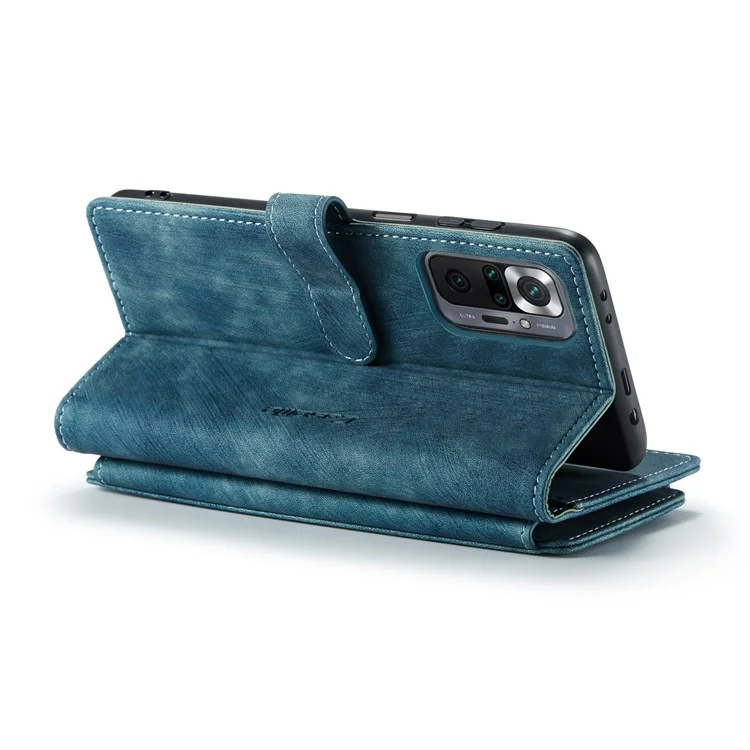 Caseme Per Xiaomi Redmi Note 10 Pro 4G (global)/(india)/nota 10 Pro Max C30 Serie Assorbimento Shock Assorbimento Coperchio Portafoglio Tasca - Blu