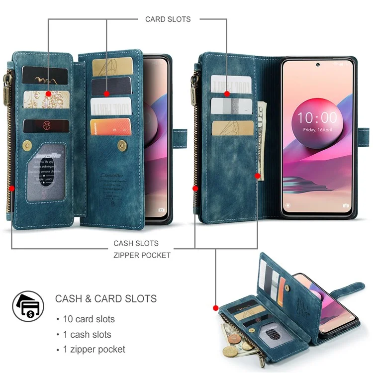 Caseme Per Xiaomi Redmi Note 10 Pro 4G (global)/(india)/nota 10 Pro Max C30 Serie Assorbimento Shock Assorbimento Coperchio Portafoglio Tasca - Blu