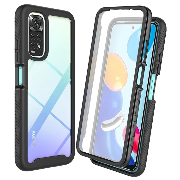 Funda híbrida 3 en 1 para Xiaomi Redmi Note 11 Pro 4G (MediaTek)/Note 11 Pro 5G (Qualcomm), funda de teléfono con cobertura completa con protector de pantalla de PET - Negro