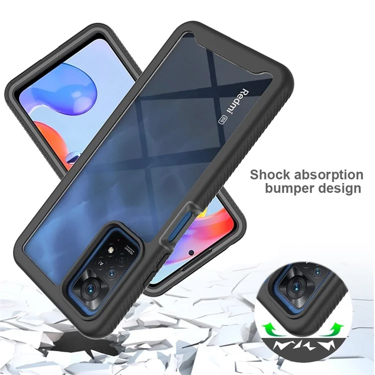 Funda híbrida 3 en 1 para Xiaomi Redmi Note 11 Pro 4G (MediaTek)/Note 11 Pro 5G (Qualcomm), funda de teléfono con cobertura completa con protector de pantalla de PET - Negro