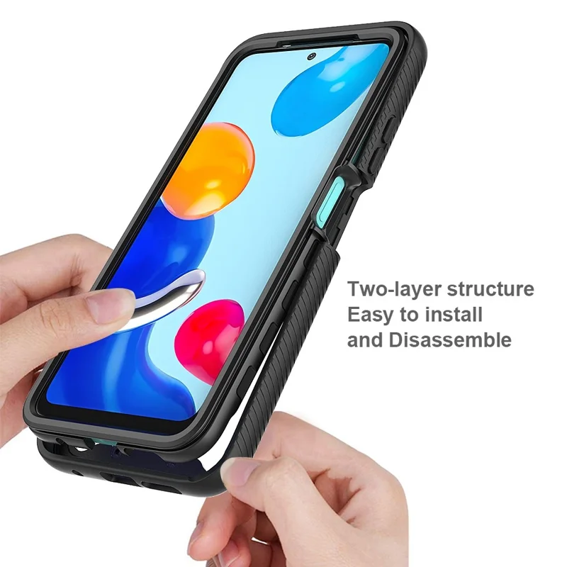 3-in-1 Hybrid Phone Case for Xiaomi Redmi Note 11 4G (Qualcomm)/Note 11S 4G, Full Coverage Drop-Protection Detachable Phone Cover with PET Screen Protector - Pink
