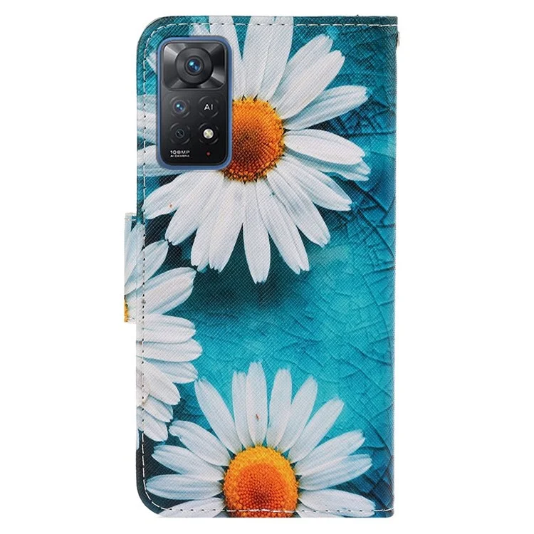 Caixa de Couro de Impressão de Padrões Para Xiaomi Redmi Note 11 Pro 4G (mediatek)/nota 11 Pro 5G (Qualcomm), Concha de Telefone de Couro Cruzado Com Carteira de Cinta e Suporte - Margarida