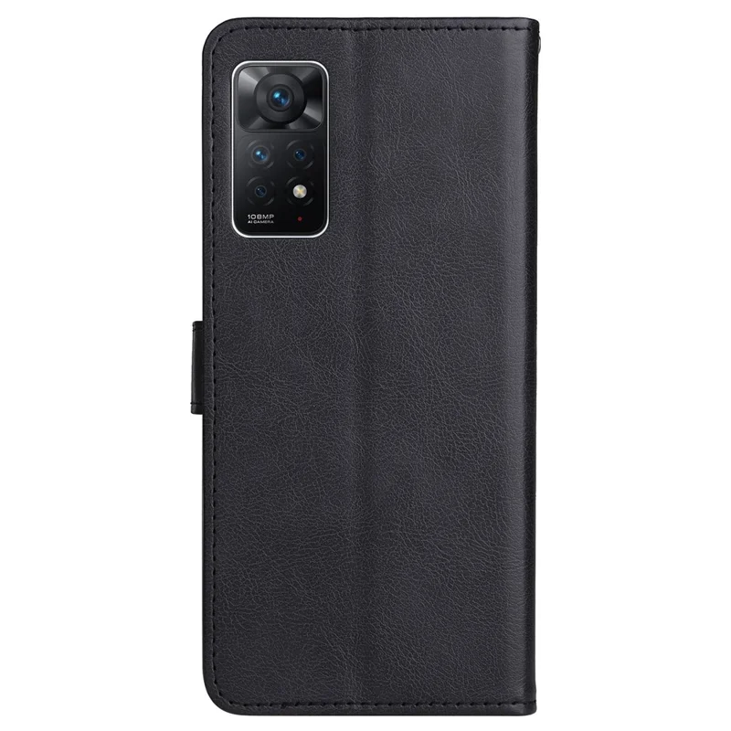For Xiaomi Redmi Note 12 Pro 4G / 11 Pro 4G (Mediatek) / Note 11 Pro 5G (Qualcomm) Case Leather Mobile Cover Wallet Stand with Strap - Black