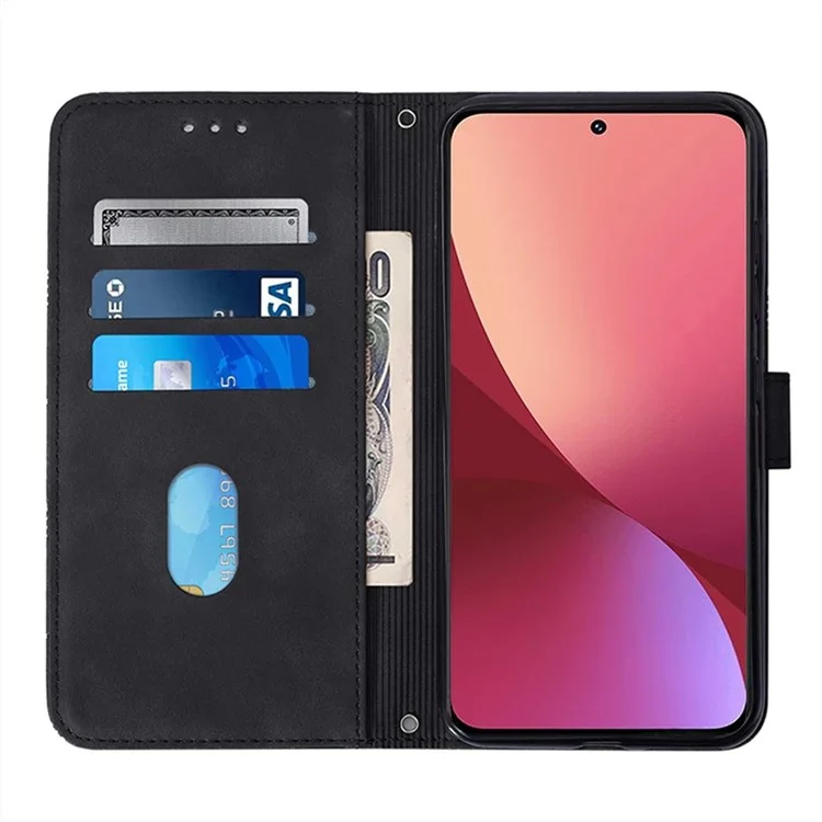 For Xiaomi 12 / 12X / 12S 5G Leather Case with Shoulder Strap Wallet Stand Phone Cover - Black