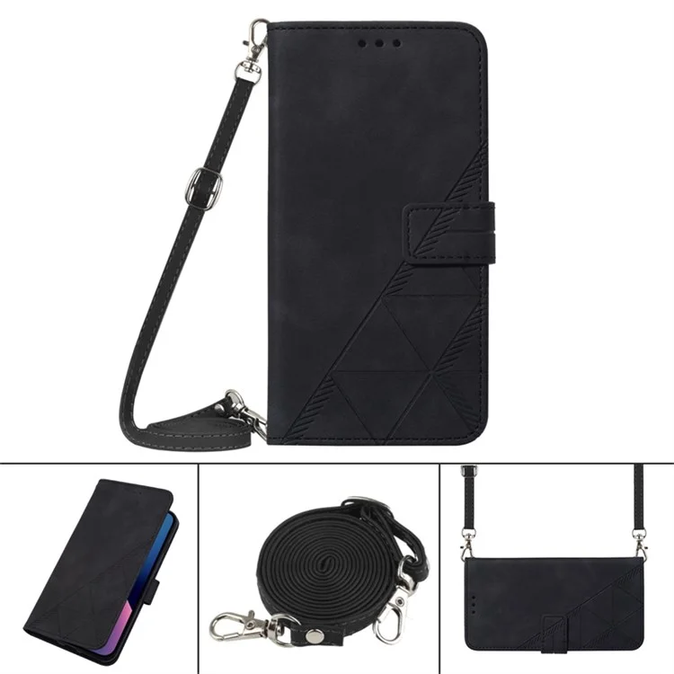 For Xiaomi 12 / 12X / 12S 5G Leather Case with Shoulder Strap Wallet Stand Phone Cover - Black