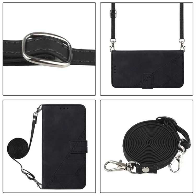 For Xiaomi 12 / 12X / 12S 5G Leather Case with Shoulder Strap Wallet Stand Phone Cover - Black