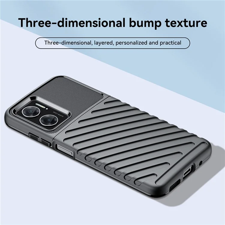 For Xiaomi Redmi Note 11E 5G / Redmi 10 5G / 10 Prime+ 5G Thunder Series Twill Texture Flexible TPU Case Thickened Drop-proof Mobile Phone Cover - Black