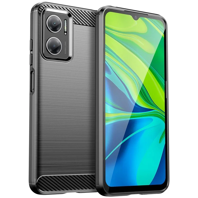 For Xiaomi Redmi Note 11E 5G / Redmi 10 5G / 10 Prime+ 5G Carbon Fiber Texture Phone Case Brushed Surface 1.8mm TPU Anti-scratch Protective Cover - Black