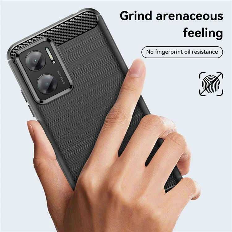 For Xiaomi Redmi Note 11E 5G / Redmi 10 5G / 10 Prime+ 5G Carbon Fiber Texture Phone Case Brushed Surface 1.8mm TPU Anti-scratch Protective Cover - Black