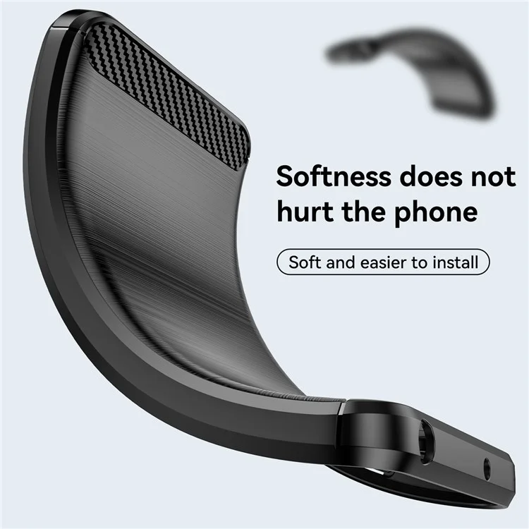 For Xiaomi Redmi Note 11E 5G / Redmi 10 5G / 10 Prime+ 5G Carbon Fiber Texture Phone Case Brushed Surface 1.8mm TPU Anti-scratch Protective Cover - Black