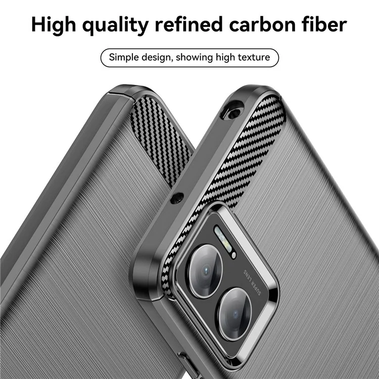 For Xiaomi Redmi Note 11E 5G / Redmi 10 5G / 10 Prime+ 5G Carbon Fiber Texture Phone Case Brushed Surface 1.8mm TPU Anti-scratch Protective Cover - Black