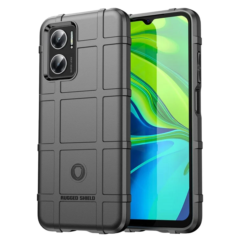 For Xiaomi Redmi Note 11E 5G / Redmi 10 5G / 10 Prime+ 5G Rugged Square Grid Thickened Soft TPU Back Case Protective Phone Case - Black