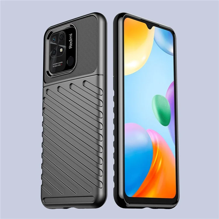 Twill Texture Series Twill Texture Case TPU Flessibile Per Xiaomi Redmi 10C, Copertura Per Telefono a Prova di Shock Ispessita - Nero