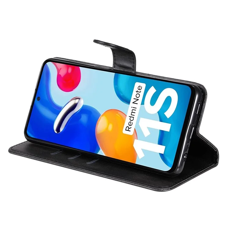 For Xiaomi Redmi Note 11 4G (Qualcomm)/Redmi Note 11S 4G Magnetic Clasp Phone Cover Shell Zipper Pocket Shockproof Flip Wallet Phone Case - Black