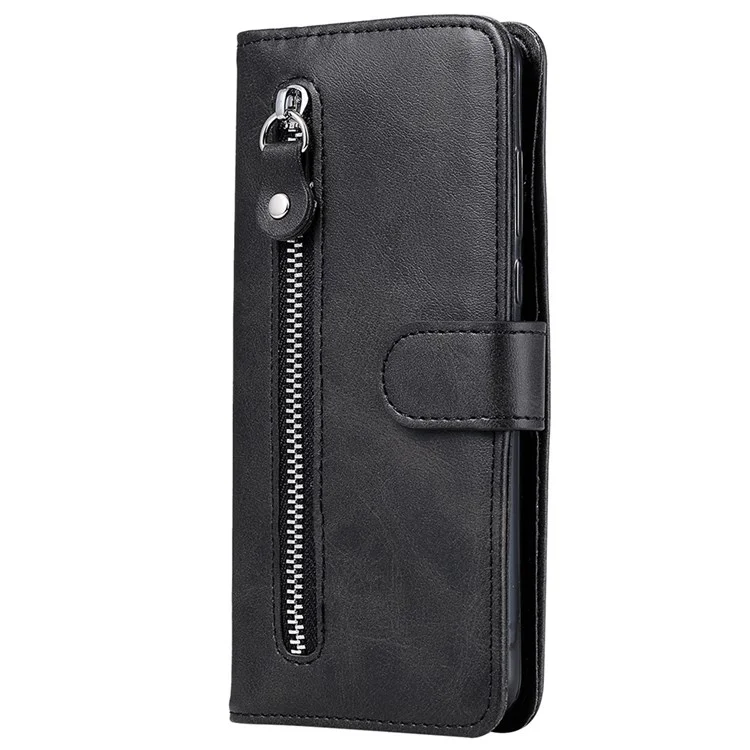 For Xiaomi Redmi Note 11 4G (Qualcomm)/Redmi Note 11S 4G Magnetic Clasp Phone Cover Shell Zipper Pocket Shockproof Flip Wallet Phone Case - Black