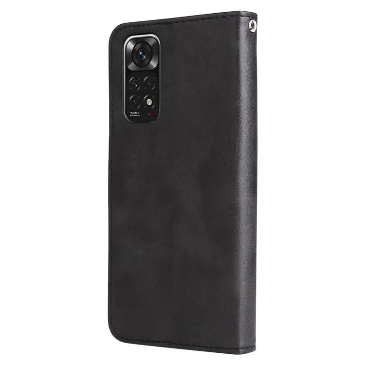 For Xiaomi Redmi Note 11 4G (Qualcomm)/Redmi Note 11S 4G Magnetic Clasp Phone Cover Shell Zipper Pocket Shockproof Flip Wallet Phone Case - Black