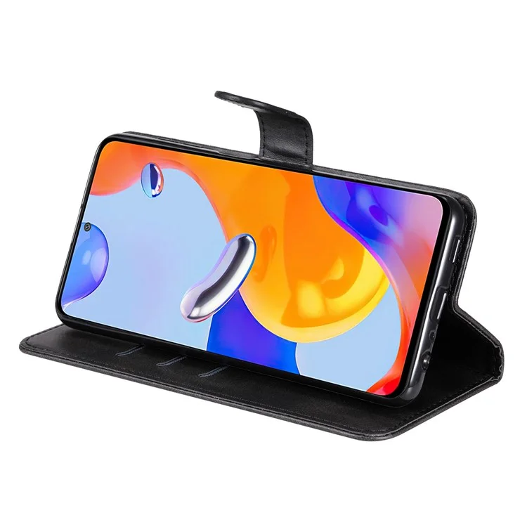 For Xiaomi Redmi Note 12 Pro 4G / 11 Pro 4G (MediaTek) / Note 11 Pro 5G (Qualcomm) PU Leather Cell Phone Bag Case Magnetic Clasp Zipper Pocket Wallet Phone Cover - Black