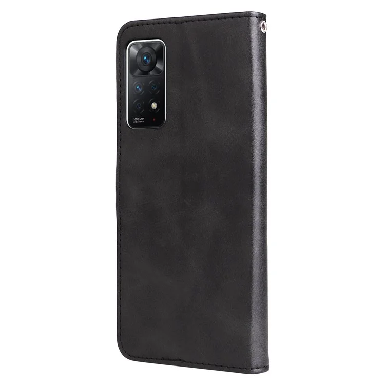 For Xiaomi Redmi Note 12 Pro 4G / 11 Pro 4G (MediaTek) / Note 11 Pro 5G (Qualcomm) PU Leather Cell Phone Bag Case Magnetic Clasp Zipper Pocket Wallet Phone Cover - Black