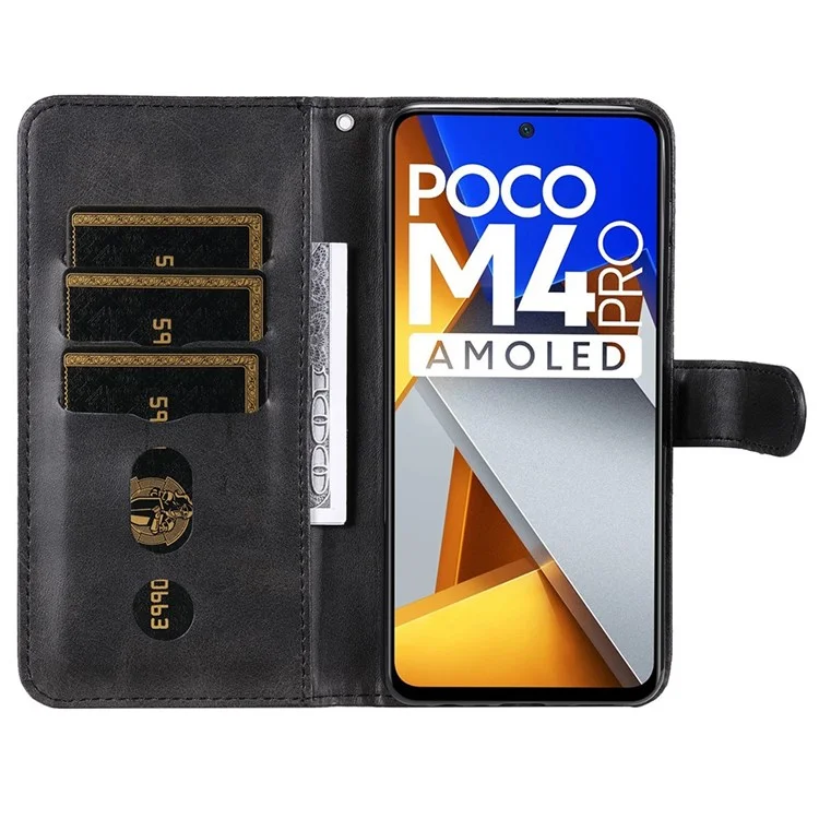 Für Xiaomi Poco M4 Pro Wallet Ständer Feature PU Leder Telefon Hülle Magnetische Verschluss Reißverschluss Taschenpocket Schockdcover - Schwarz