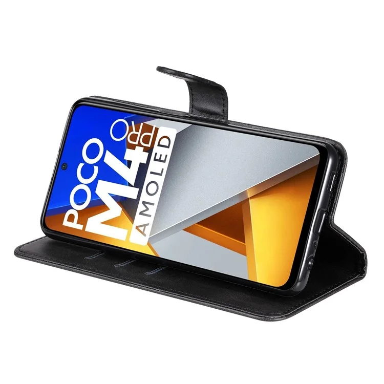 Für Xiaomi Poco M4 Pro Wallet Ständer Feature PU Leder Telefon Hülle Magnetische Verschluss Reißverschluss Taschenpocket Schockdcover - Schwarz