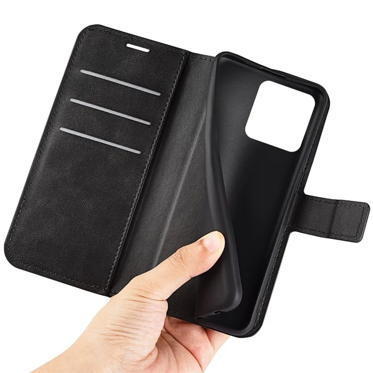 Textured PU Leather Protective Cover for Xiaomi Redmi 10A, Square Magnetic Clasp Wallet Stand Phone Case - Black