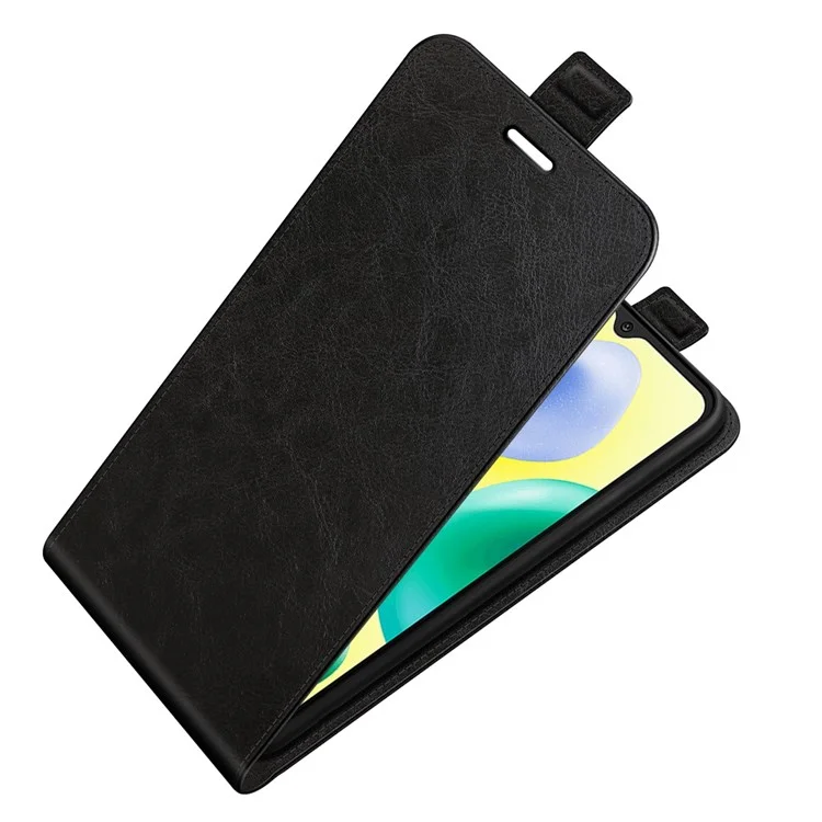 Crazy Horse Texture Leather Cover for Xiaomi Redmi 10A, Vertical Flip Card Holder Mobile Phone Case - Black