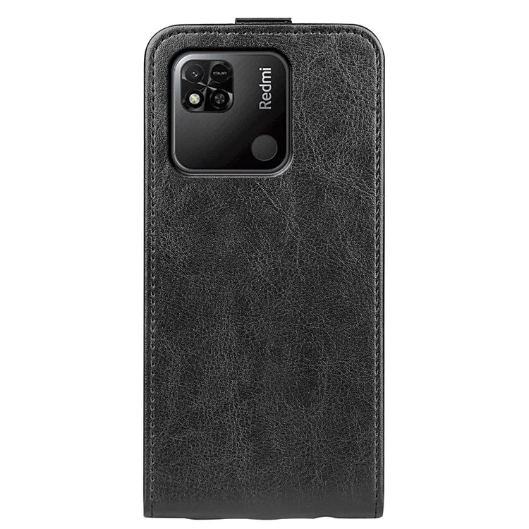 Crazy Horse Texture Leather Cover for Xiaomi Redmi 10A, Vertical Flip Card Holder Mobile Phone Case - Black
