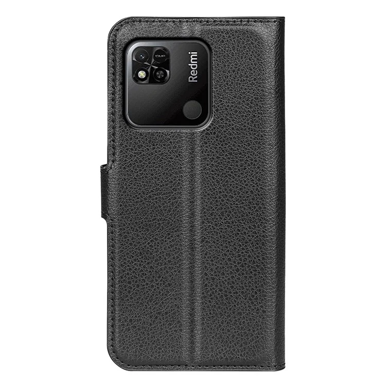 For Xiaomi Redmi 10A Litchi Texture Adjustable Stand Leather Case Magnetic Clasp Wallet Phone Cover - Black