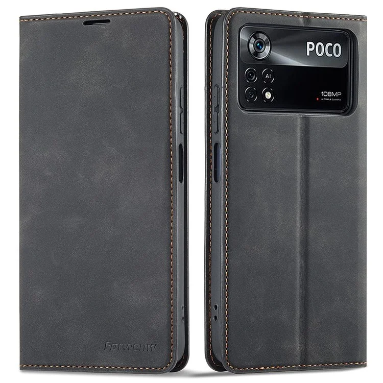 Forwenw Für Xiaomi Poco X4 Pro 5G Fantasy-serie Skin-touch PU Leder + TPU Gut Geschütztes Stand Wallet Style Anti-drop-handy-hülle - Schwarz