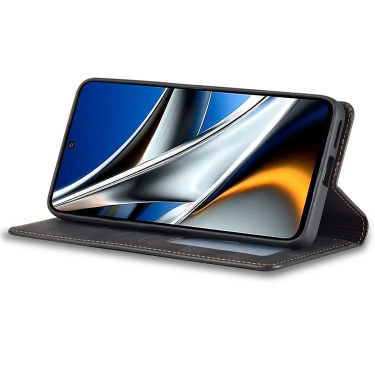 Forwenw Für Xiaomi Poco X4 Pro 5G Fantasy-serie Skin-touch PU Leder + TPU Gut Geschütztes Stand Wallet Style Anti-drop-handy-hülle - Schwarz