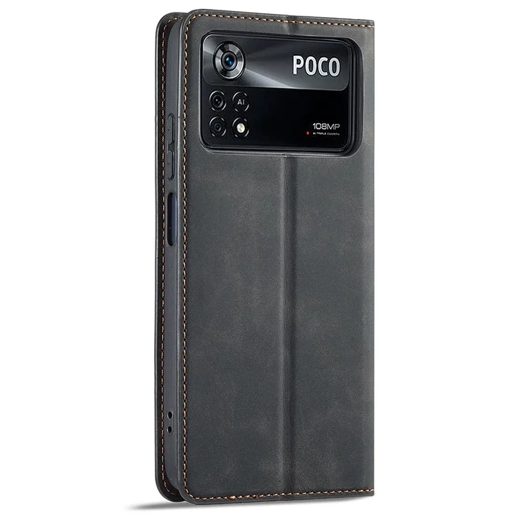 Forwenw Für Xiaomi Poco X4 Pro 5G Fantasy-serie Skin-touch PU Leder + TPU Gut Geschütztes Stand Wallet Style Anti-drop-handy-hülle - Schwarz