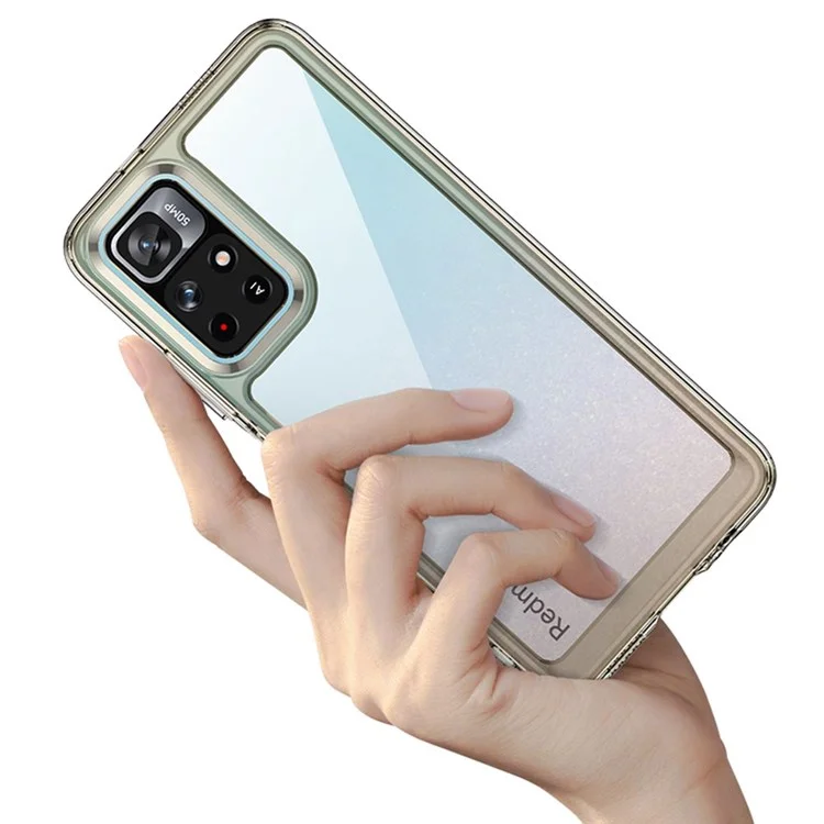 Für Xiaomi Redmi Note 11 5G (China) (MediaTek)/Note 11S 5G/Note 11T 5G TPU+Acryl Klare Handyhülle mit unabhängigen PC-Tasten - Transparentes Grau