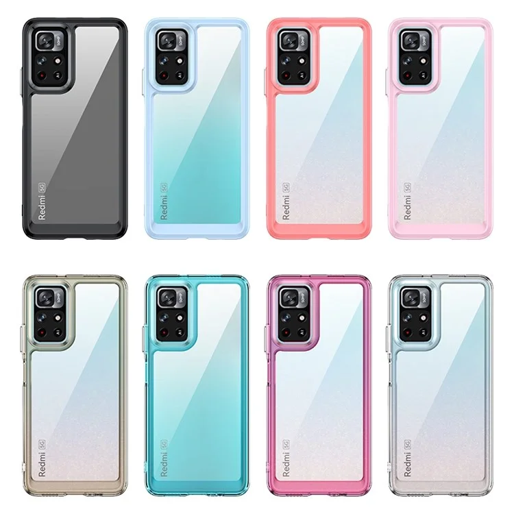 Für Xiaomi Redmi Note 11 5G (China) (MediaTek)/Note 11S 5G/Note 11T 5G TPU+Acryl Klare Handyhülle mit unabhängigen PC-Tasten - Transparentes Grau