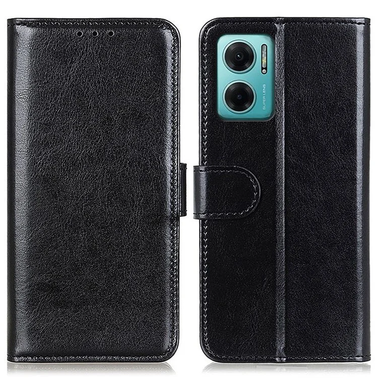 For Xiaomi Redmi Note 11E 5G / Redmi 10 5G / 10 Prime+ 5G Crazy Horse Texture All-round Protection PU Leather Wallet Stand Phone Case - Black