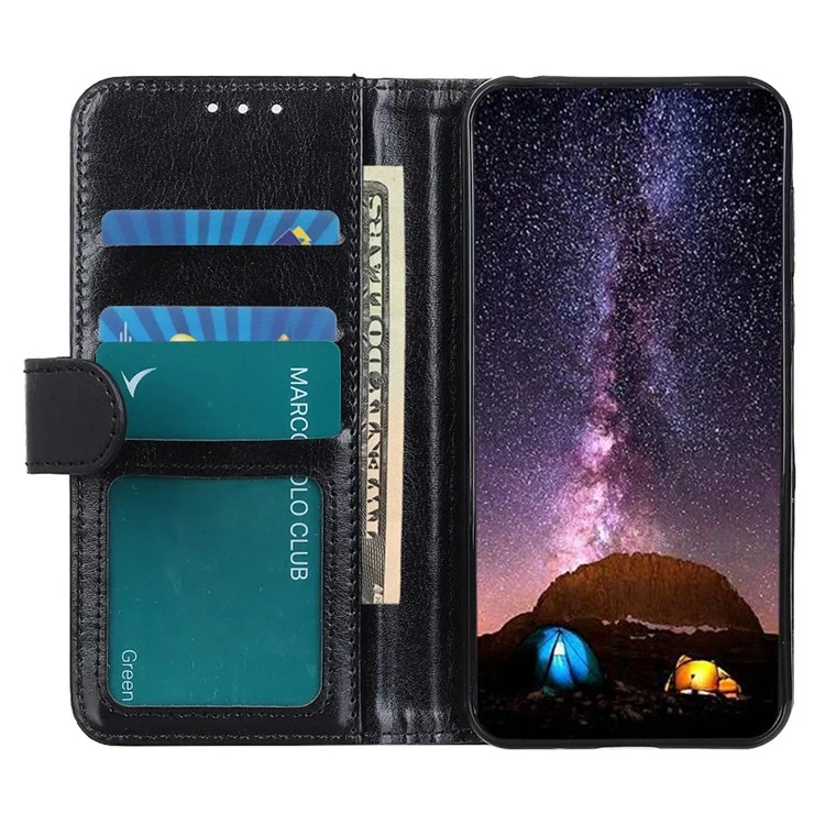 For Xiaomi Redmi Note 11E 5G / Redmi 10 5G / 10 Prime+ 5G Crazy Horse Texture All-round Protection PU Leather Wallet Stand Phone Case - Black