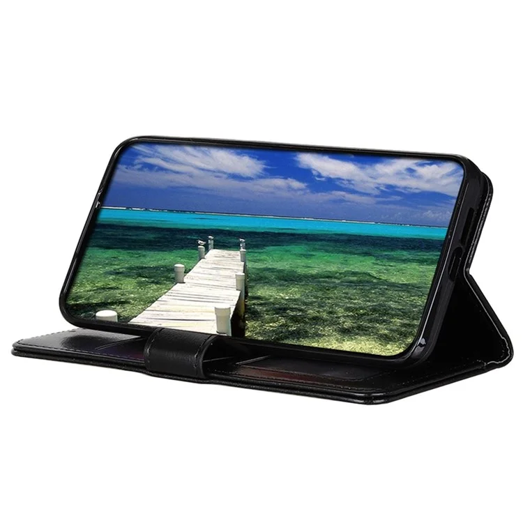 For Xiaomi Redmi Note 11E 5G / Redmi 10 5G / 10 Prime+ 5G Crazy Horse Texture All-round Protection PU Leather Wallet Stand Phone Case - Black