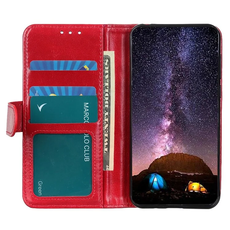 For Xiaomi Redmi Note 11E 5G / Redmi 10 5G / 10 Prime+ 5G Crazy Horse Texture All-round Protection PU Leather Wallet Stand Phone Case - Red