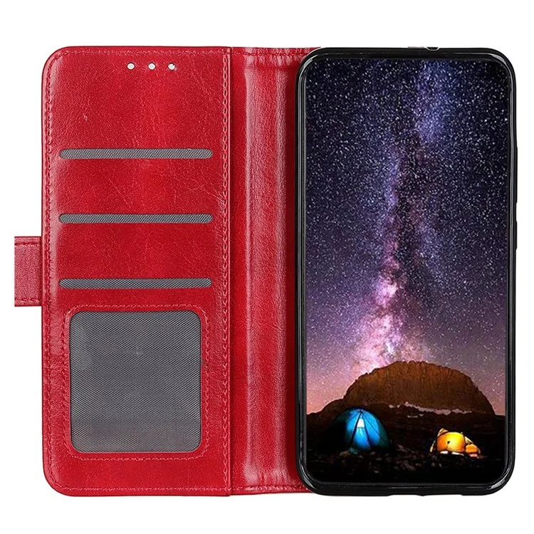 For Xiaomi Redmi Note 11E 5G / Redmi 10 5G / 10 Prime+ 5G Crazy Horse Texture All-round Protection PU Leather Wallet Stand Phone Case - Red