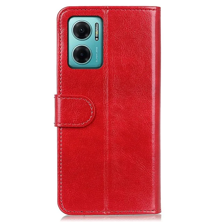 For Xiaomi Redmi Note 11E 5G / Redmi 10 5G / 10 Prime+ 5G Crazy Horse Texture All-round Protection PU Leather Wallet Stand Phone Case - Red