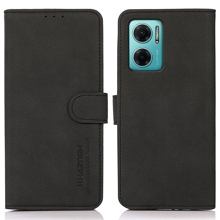 KHAZNEH For Xiaomi Redmi Note 11E 5G / Redmi 10 5G / 10 Prime+ 5G SlimAdjustable Stand Textured PU Leather Wallet Cover Anti-shock Flip Cell Phone Case - Black